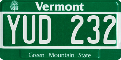 VT license plate YUD232