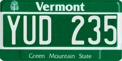 VT license plate YUD235