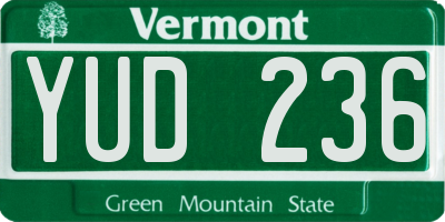 VT license plate YUD236