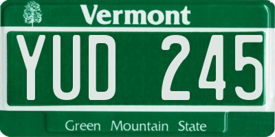 VT license plate YUD245