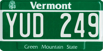 VT license plate YUD249