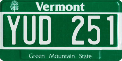 VT license plate YUD251
