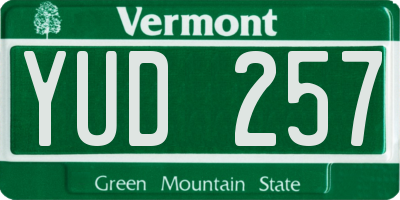 VT license plate YUD257