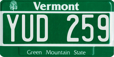 VT license plate YUD259