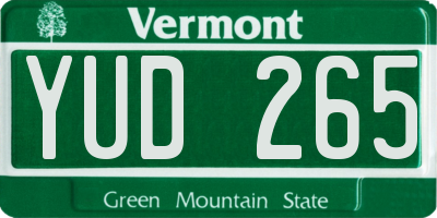 VT license plate YUD265