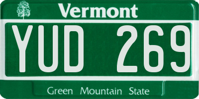 VT license plate YUD269