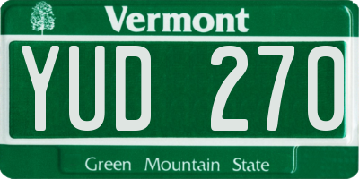 VT license plate YUD270