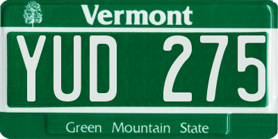 VT license plate YUD275