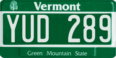 VT license plate YUD289