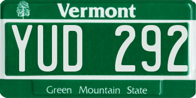 VT license plate YUD292