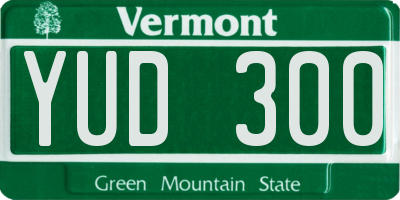 VT license plate YUD300