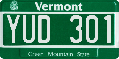 VT license plate YUD301