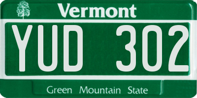 VT license plate YUD302