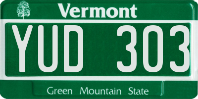 VT license plate YUD303