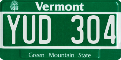 VT license plate YUD304