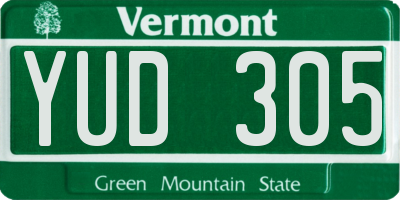 VT license plate YUD305