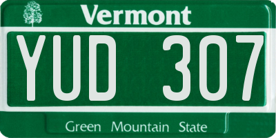VT license plate YUD307
