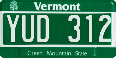 VT license plate YUD312