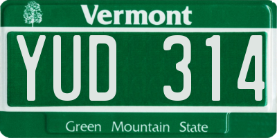 VT license plate YUD314
