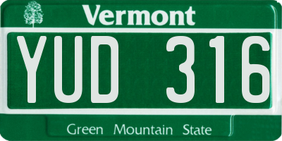 VT license plate YUD316