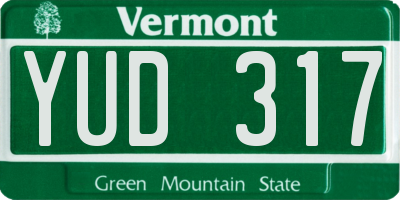 VT license plate YUD317