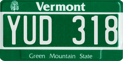 VT license plate YUD318