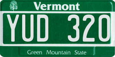 VT license plate YUD320
