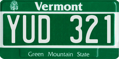 VT license plate YUD321