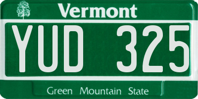 VT license plate YUD325