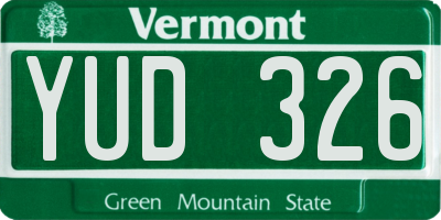 VT license plate YUD326
