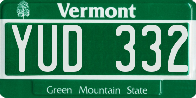 VT license plate YUD332