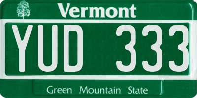 VT license plate YUD333