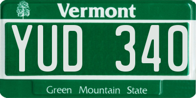 VT license plate YUD340
