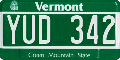VT license plate YUD342