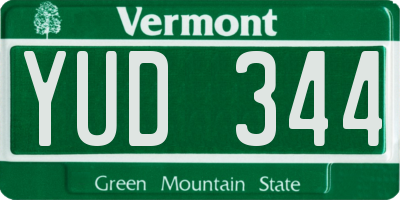 VT license plate YUD344