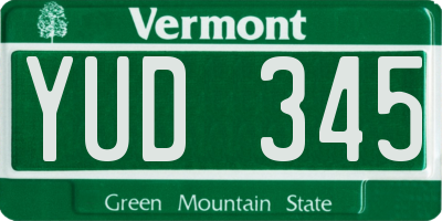 VT license plate YUD345