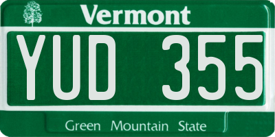 VT license plate YUD355