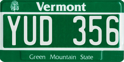 VT license plate YUD356
