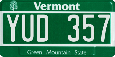 VT license plate YUD357