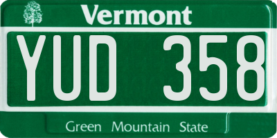 VT license plate YUD358