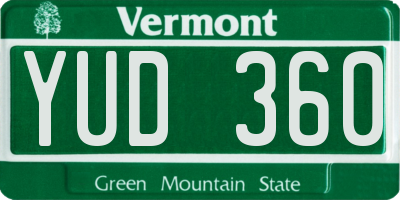 VT license plate YUD360