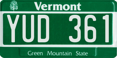 VT license plate YUD361