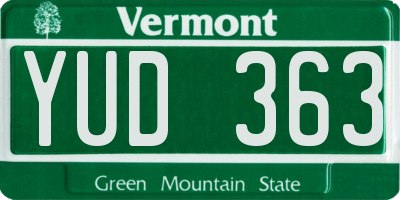 VT license plate YUD363
