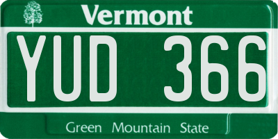 VT license plate YUD366