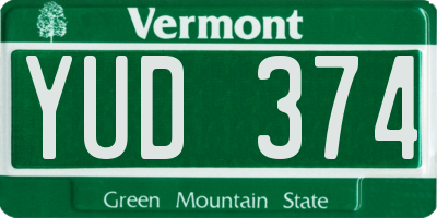 VT license plate YUD374
