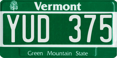 VT license plate YUD375