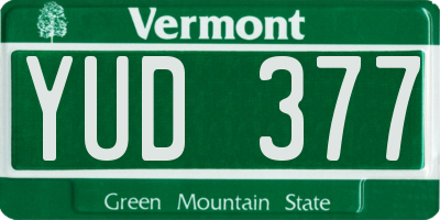 VT license plate YUD377