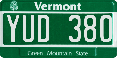 VT license plate YUD380
