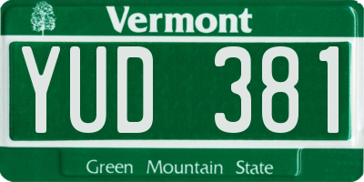 VT license plate YUD381