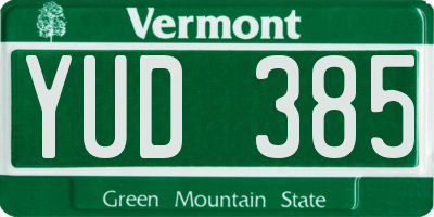 VT license plate YUD385